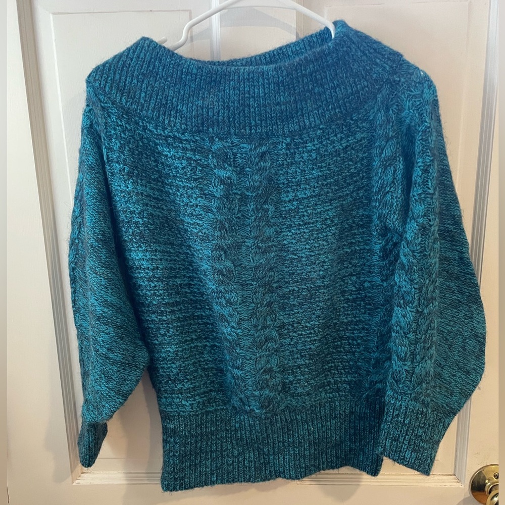 Anthropologie Teal Cable Knit Women's Sweater